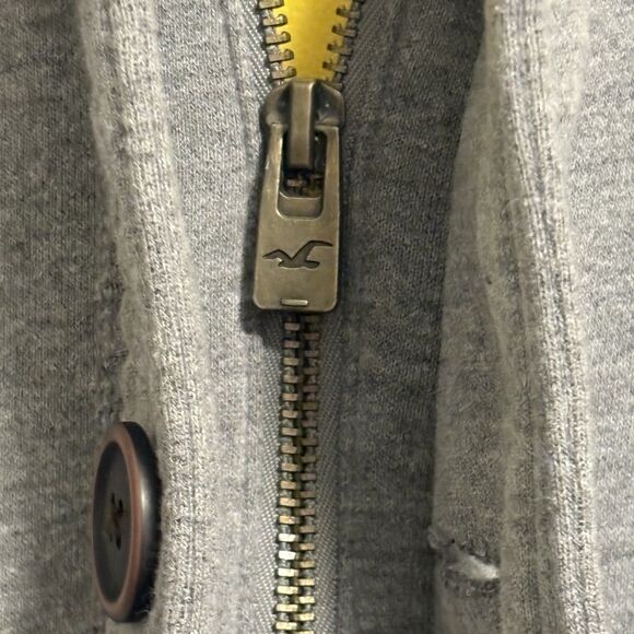 Hollister Men’s Sweater Jacket Gray Size Large Zip/Button - Picture 4 of 9